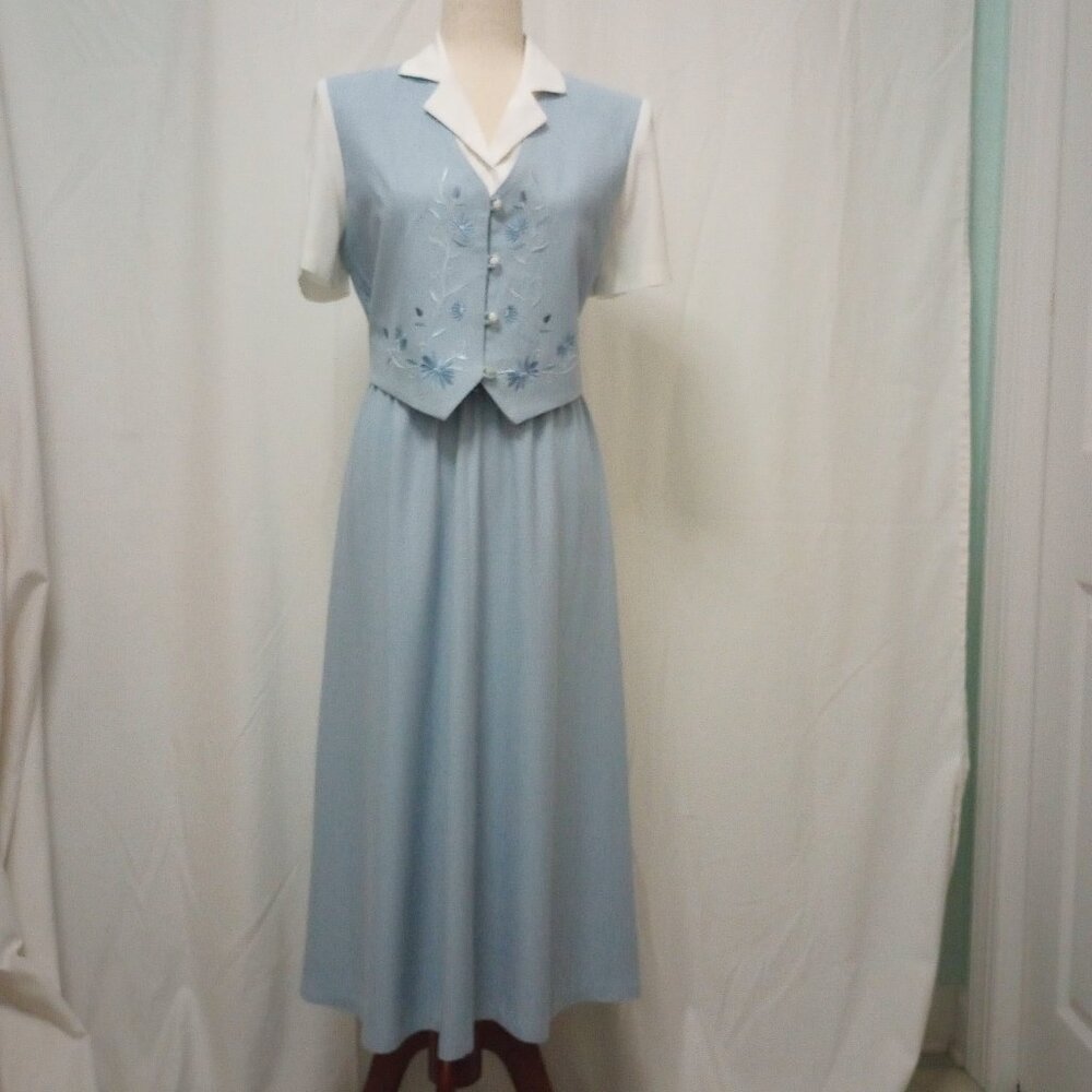 Vintage Powder Blue Day Dress Cottagecore sz 10P